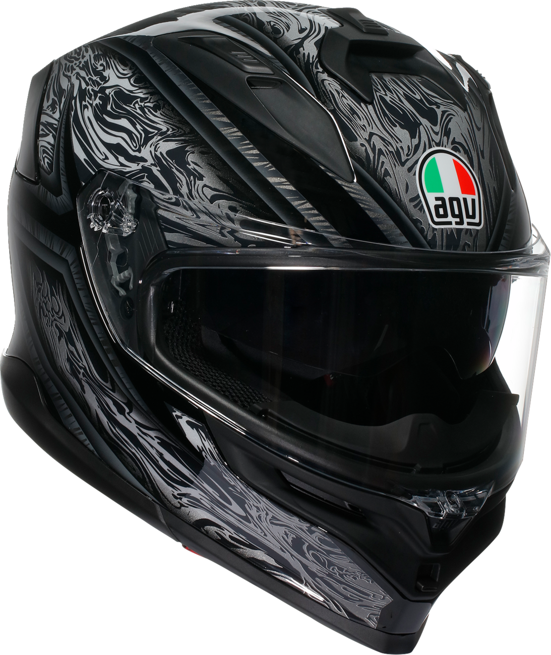 AGV K7 Damascus Helmet - Black and Silver, Small – Advanced Motorcycle Helmet with Ventilation and Sun Visor