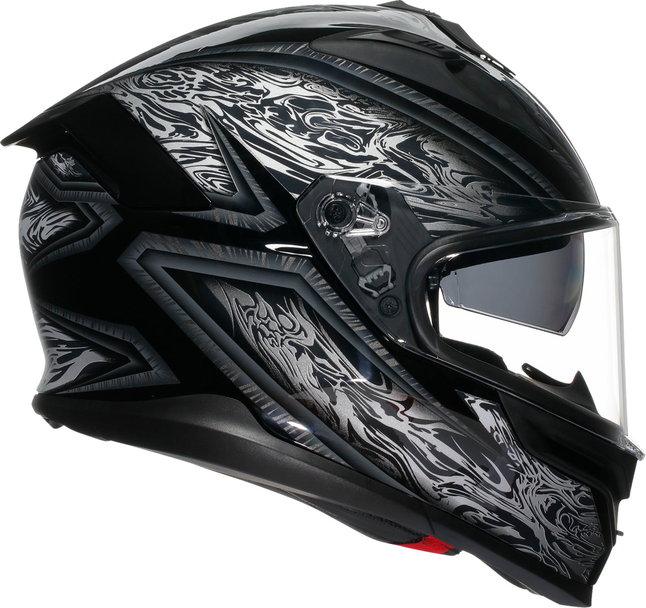 AGV K7 Damascus Helmet - Black and Silver, Small – Advanced Motorcycle Helmet with Ventilation and Sun Visor