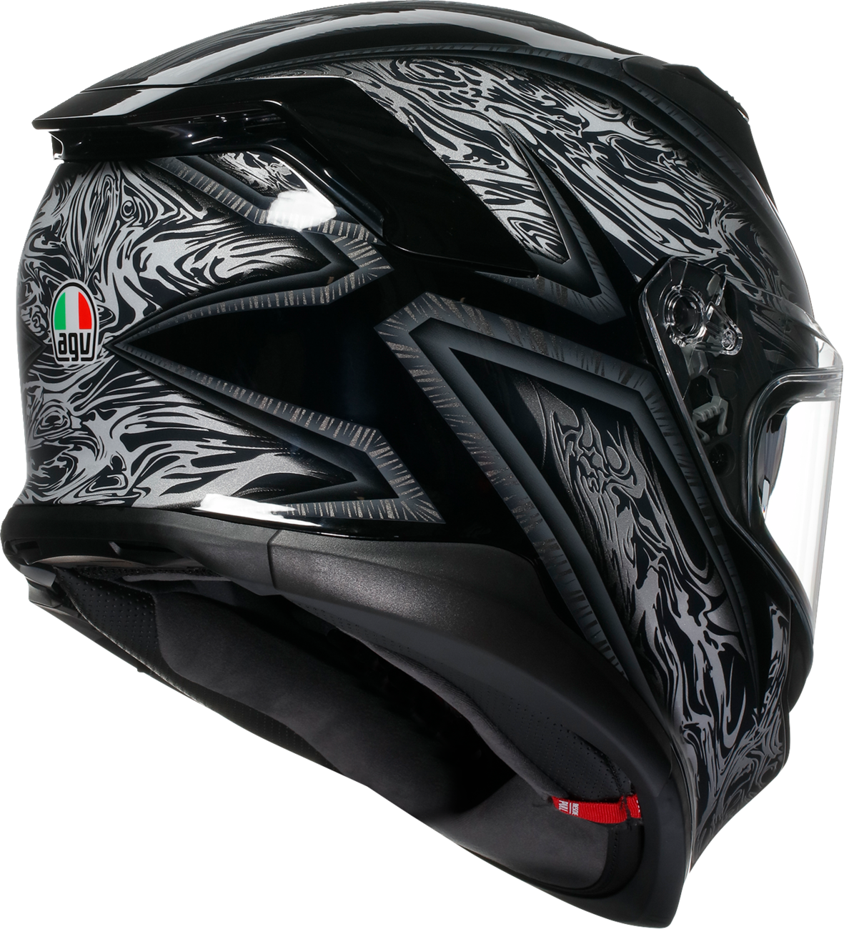 AGV K7 Damascus Helmet - Black and Silver, Small – Advanced Motorcycle Helmet with Ventilation and Sun Visor