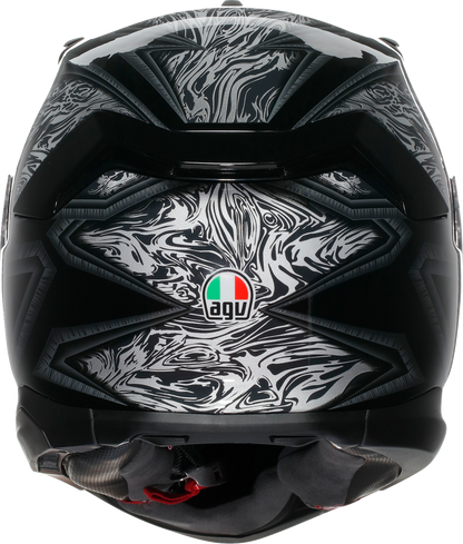 AGV K7 Damascus Helmet - Black and Silver, Small – Advanced Motorcycle Helmet with Ventilation and Sun Visor