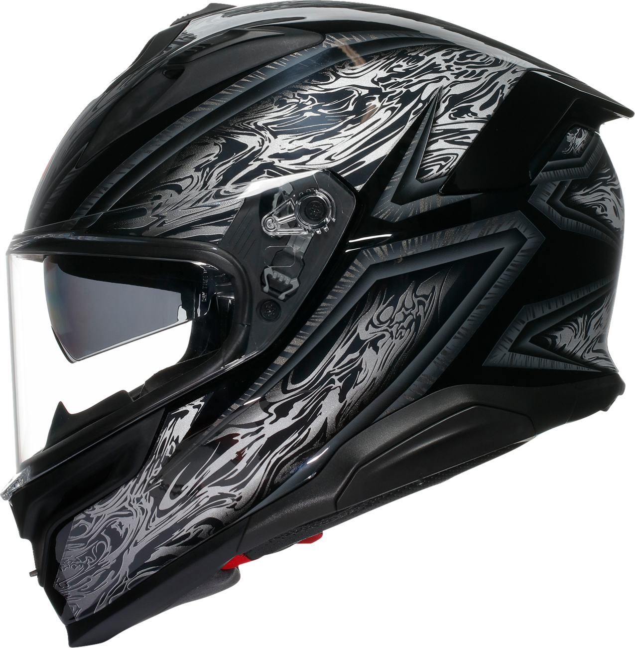 AGV K7 Damascus Helmet - Black and Silver, Small – Advanced Motorcycle Helmet with Ventilation and Sun Visor