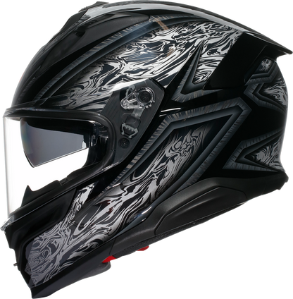 AGV K7 Damascus Helmet - Black and Silver, Small – Advanced Motorcycle Helmet with Ventilation and Sun Visor