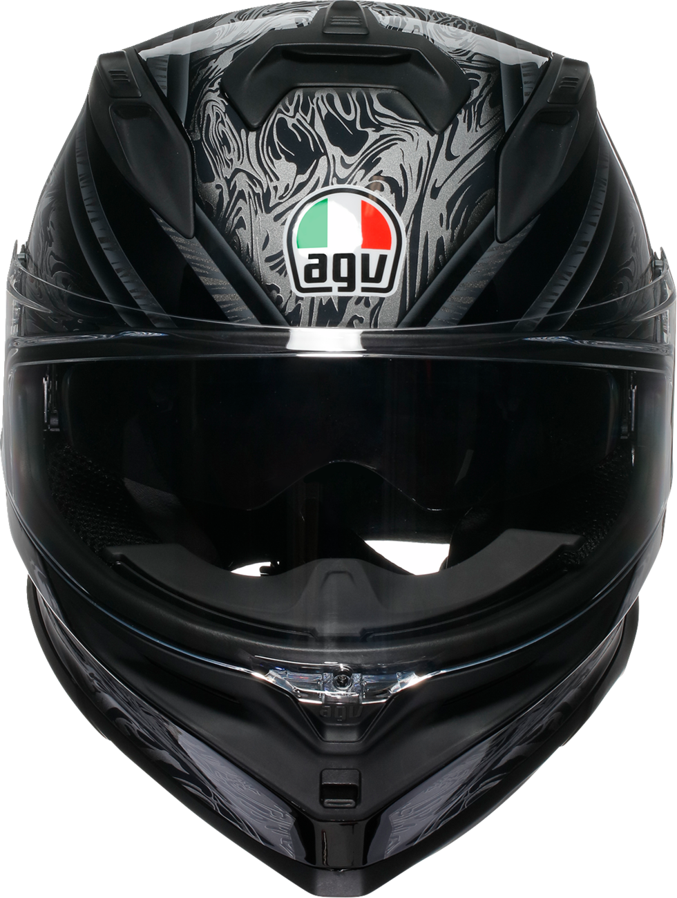 AGV K7 Damascus Helmet - Black and Silver, Small – Advanced Motorcycle Helmet with Ventilation and Sun Visor