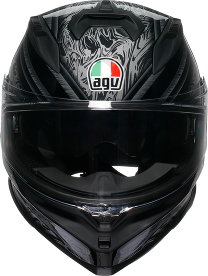 AGV K7 Damascus Helmet - Black and Silver, Small – Advanced Motorcycle Helmet with Ventilation and Sun Visor