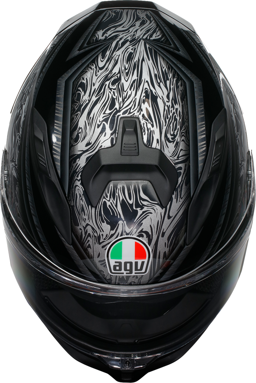 AGV K7 Damascus Helmet - Black and Silver, Small – Advanced Motorcycle Helmet with Ventilation and Sun Visor