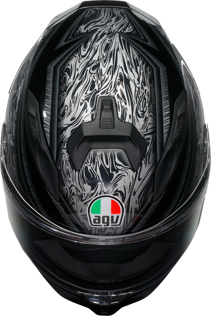 AGV K7 Damascus Helmet - Black and Silver, Small – Advanced Motorcycle Helmet with Ventilation and Sun Visor