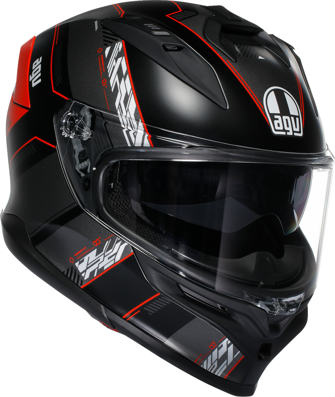 AGV K7 Matte Black and Red racing helmet with Pinlock MaxVision visor and aerodynamic design, medium size.