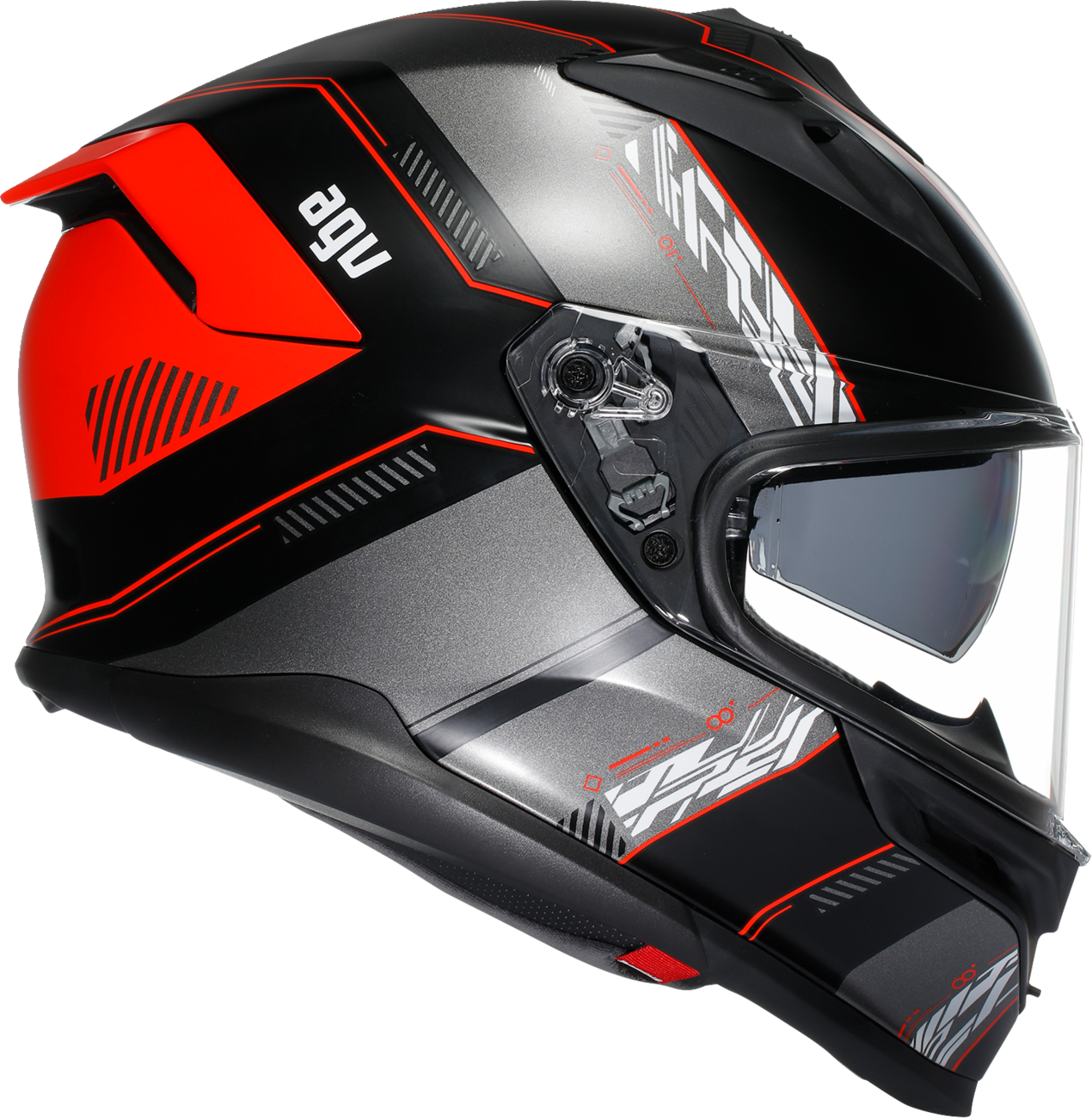 AGV K7 racing helmet in matte black and red with aerodynamic design and Pinlock MaxVision visor, medium size.