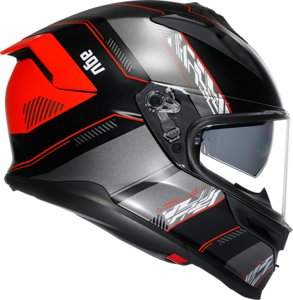 AGV K7 racing helmet in matte black and red with aerodynamic design and Pinlock MaxVision visor, medium size.