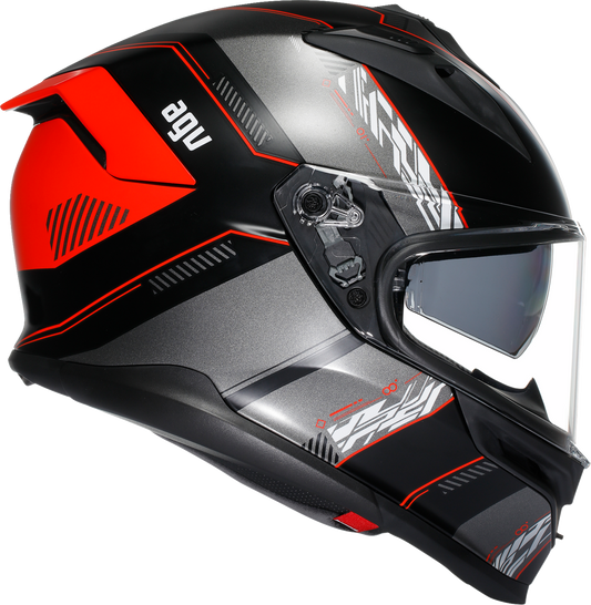AGV K7 racing helmet in matte black and red with aerodynamic design and Pinlock MaxVision visor, medium size.