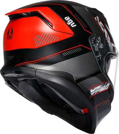 AGV K7 racing helmet in matte black and red with aerodynamic design and Pinlock MaxVision visor, medium size.