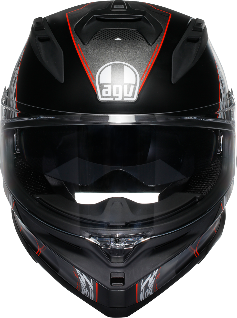 AGV K7 racing helmet in matte black and red with aerodynamic design, featuring Pinlock MaxVision visor, medium size.