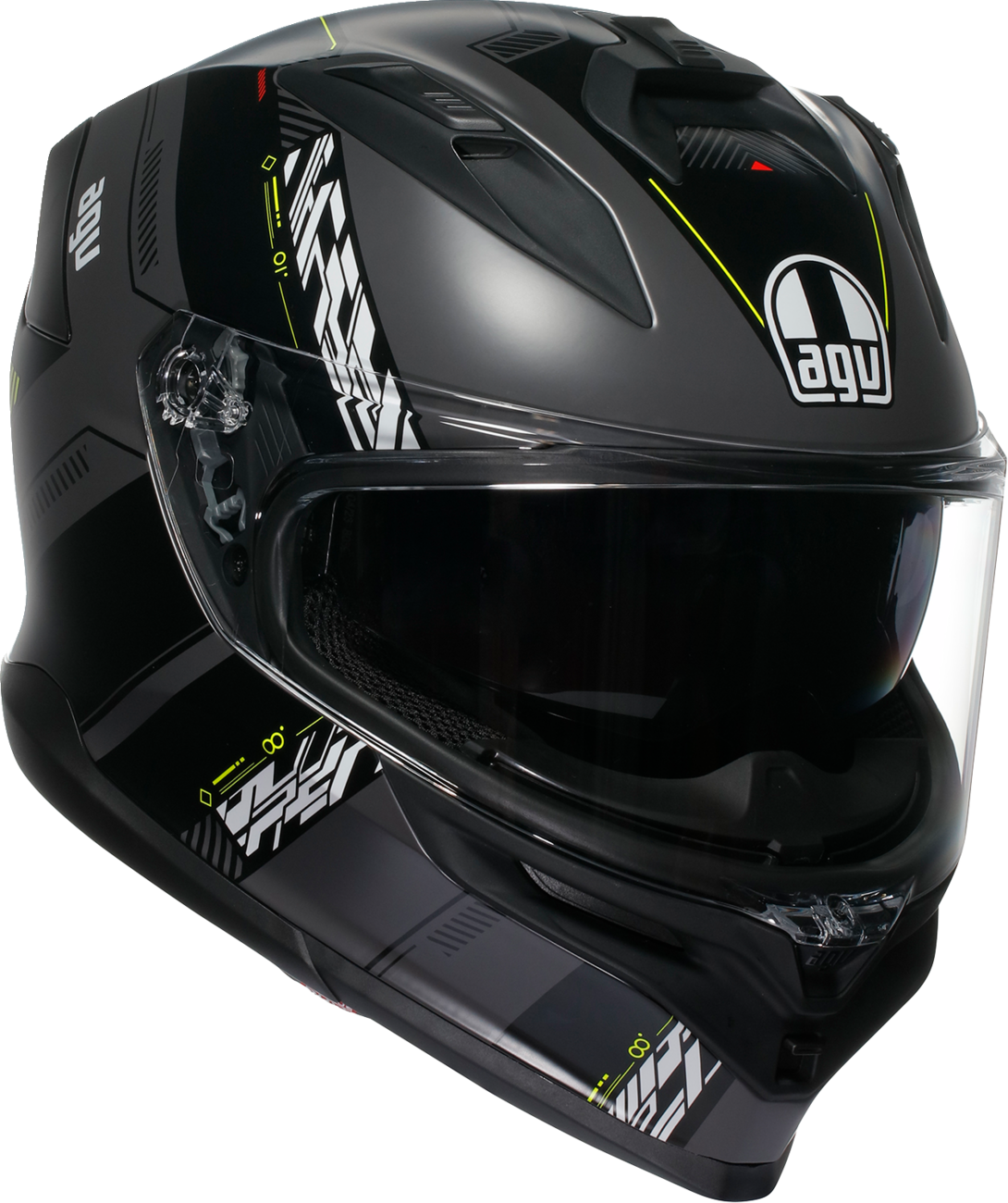 AGV K7 helmet in matte gray and yellow fluo with 2XL size, featuring aerodynamic design and advanced safety features.