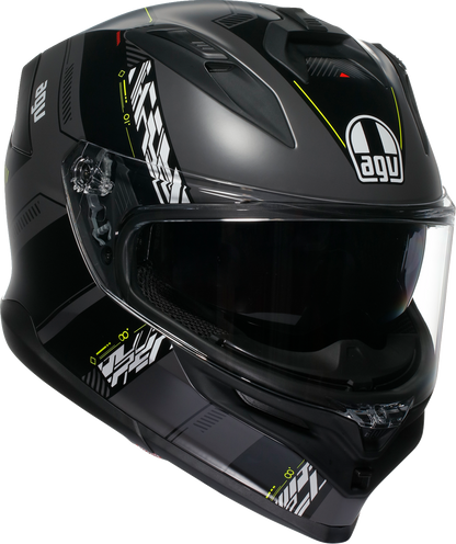 AGV K7 helmet in matte gray and yellow fluo with 2XL size, featuring aerodynamic design and advanced safety features.