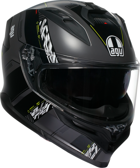 AGV K7 helmet in matte gray and yellow fluo with 2XL size, featuring aerodynamic design and advanced safety features.