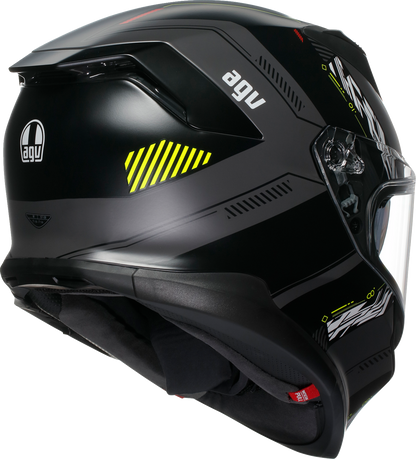 AGV K7 helmet in matte gray and yellow fluo, 2XL size, featuring aerodynamic design and advanced safety features.