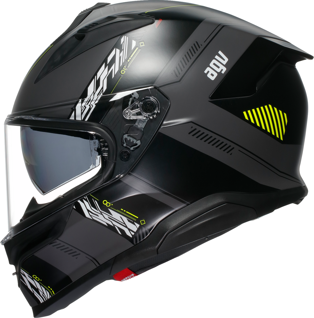 AGV K7 helmet in Kyber matte gray and yellow fluo, 2XL size, featuring aerodynamic design and advanced safety features.