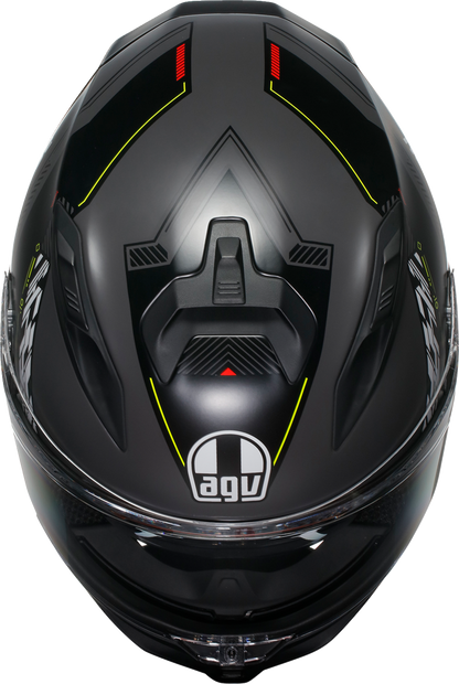 AGV K7 motorcycle helmet in matte gray and yellow fluo, size 2XL, featuring aerodynamic design and safety features.