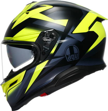 AGV K7 helmet in matte black and yellow fluo, small size, showcasing sleek aerodynamic design and vibrant color finish.