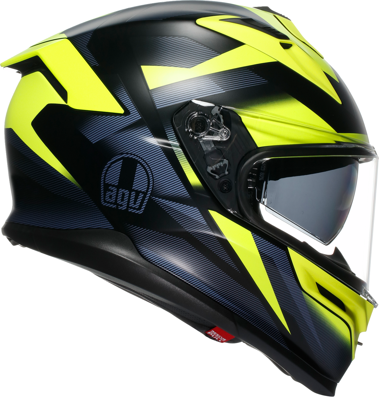AGV K7 matte black and yellow fluo motorcycle helmet, small size, with sleek aerodynamic design and ventilation features