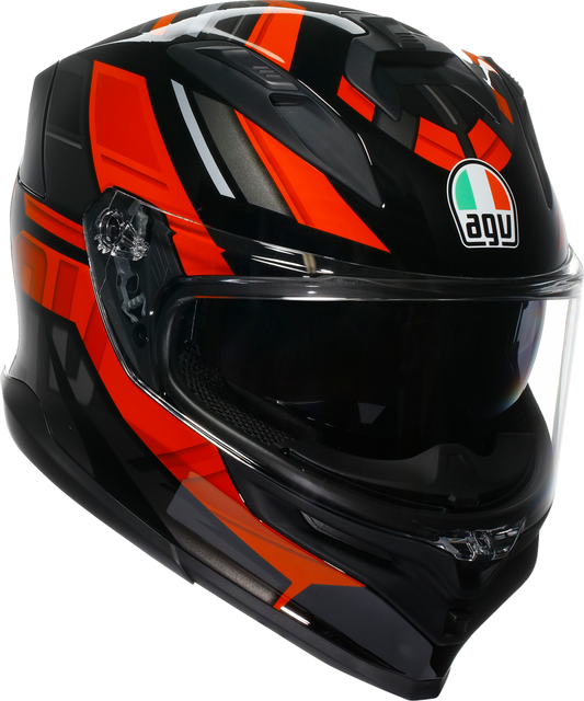 AGV K7 Taurax motorcycle helmet in black and red, XL size featuring aerodynamic design and Pinlock MaxVision shield.
