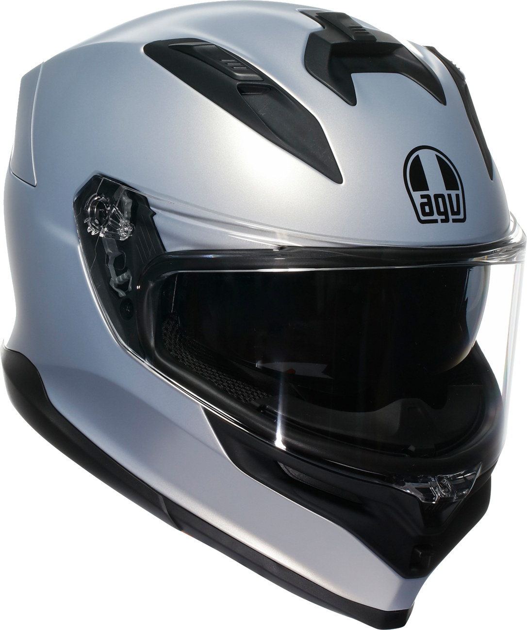 AGV K7 Mono matte Prisma Silver motorcycle helmet in 2XL with sleek design and aerodynamic vents.