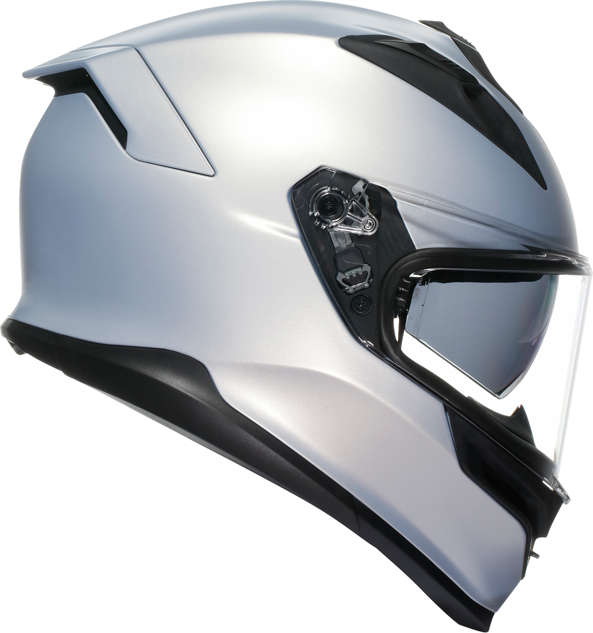 AGV K7 Mono matte Prisma Silver motorcycle helmet, 2XL size, with sleek silver design and aerodynamic shape.