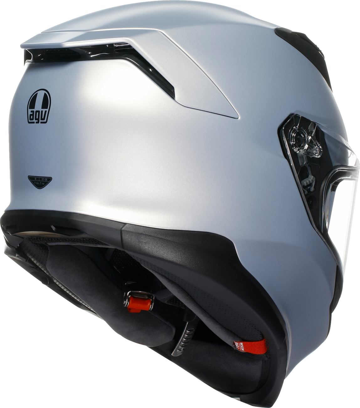 AGV K7 Mono helmet in matte Prisma Silver, 2XL size, sleek aerodynamic motorcycle helmet with silver finish.