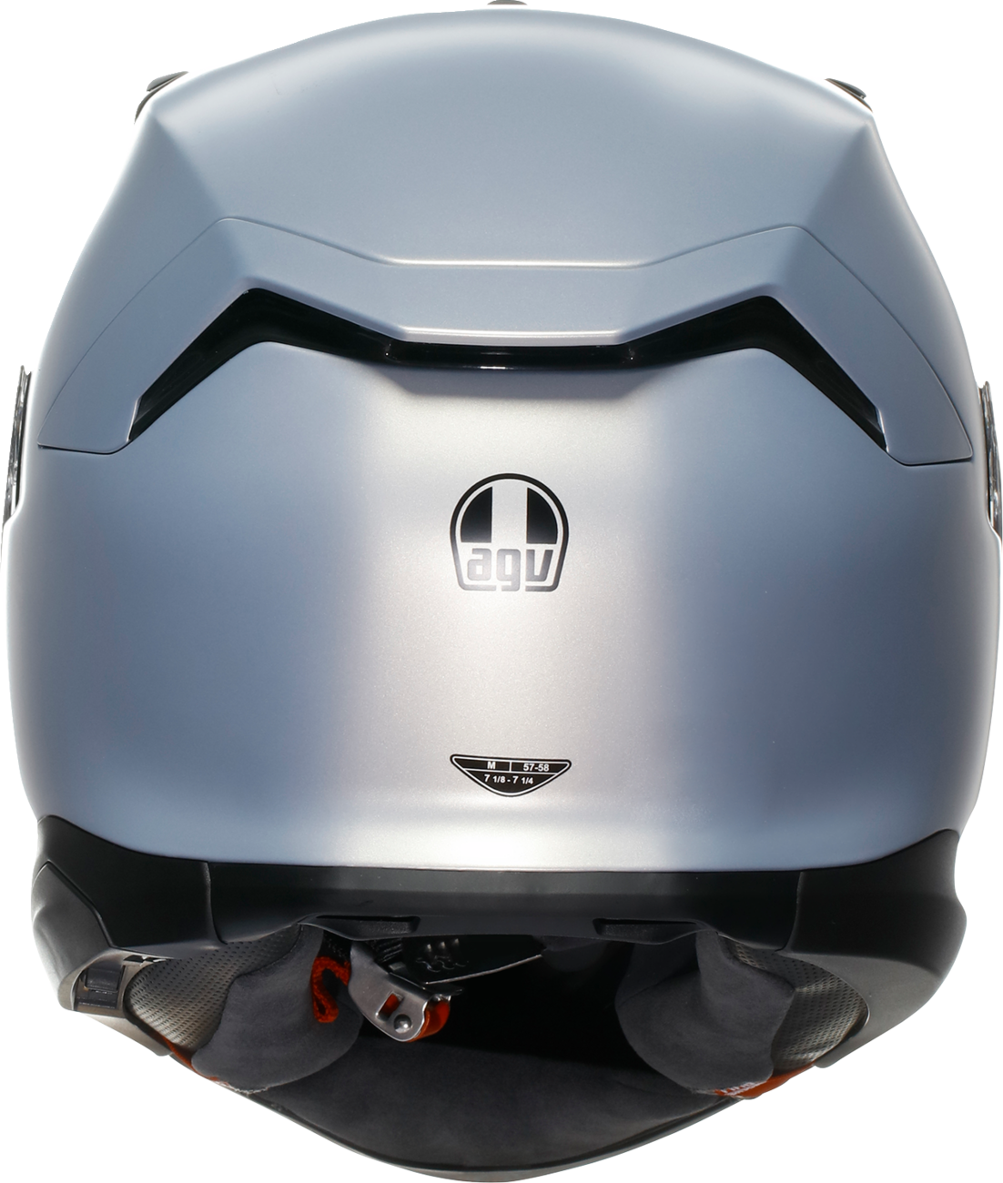 AGV K7 Mono matte Prisma Silver motorcycle helmet, 2XL size, with aerodynamic design and secure strap system.