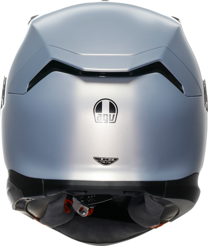 AGV K7 Mono matte Prisma Silver motorcycle helmet, 2XL size, with aerodynamic design and secure strap system.