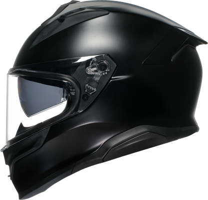 AGV K7 Mono helmet in matte black, small size, with aerodynamic design and clear visor, shown from side angle.
