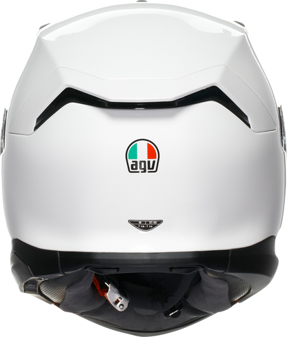 White AGV K7 Mono motorcycle helmet with visor and advanced ventilation, size extra large, shown from the front.