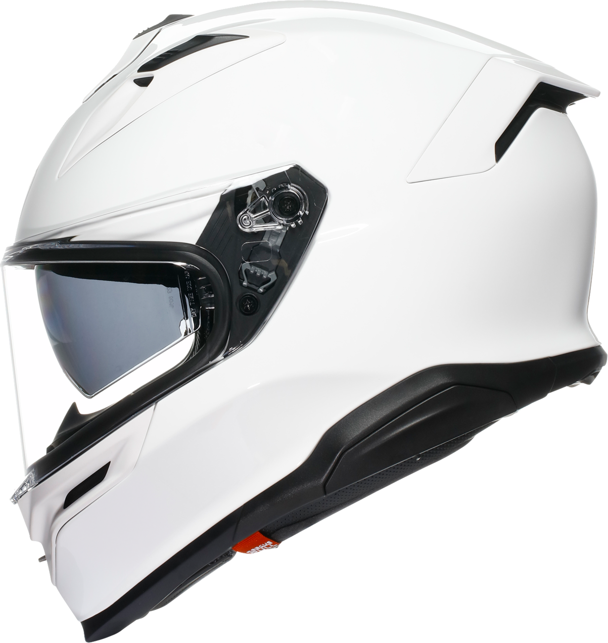 AGV K7 Mono motorcycle helmet with visor in white, featuring advanced ventilation, size extra large, shown from side view