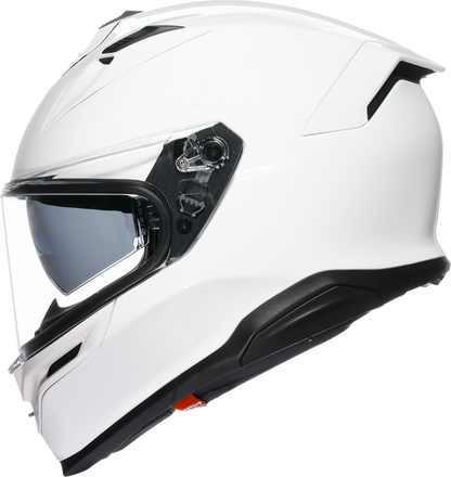 AGV K7 Mono motorcycle helmet with visor in white, featuring advanced ventilation, size extra large, shown from side view