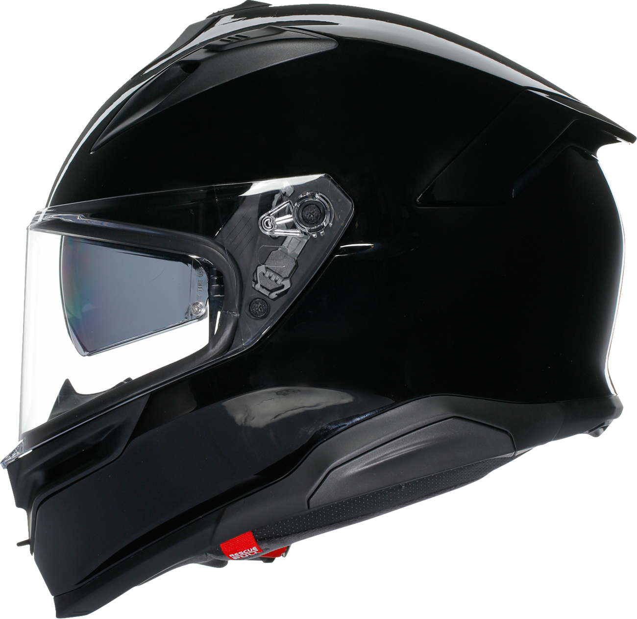 AGV K7 helmet in gloss black, 2XL size, showcasing aerodynamic design and advanced safety features.