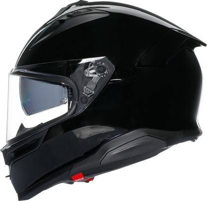 AGV K7 helmet in gloss black, 2XL size, showcasing aerodynamic design and advanced safety features.