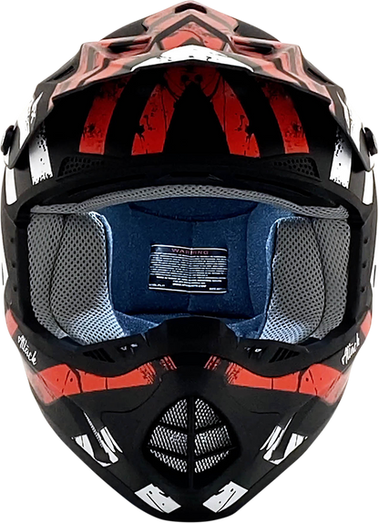 AFX FX-17 Attack helmet in matte black and red, size XS, with sleek aerodynamic design and vent openings.