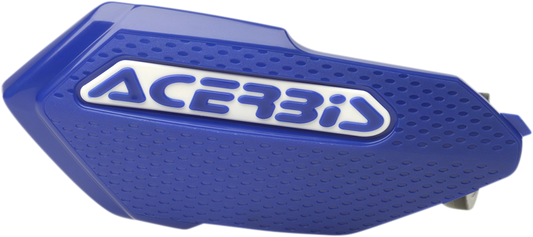 ACERBIS Blue and White X-Elite Handguards for motorcycle protection, featuring durable body design with brand-specific details.
