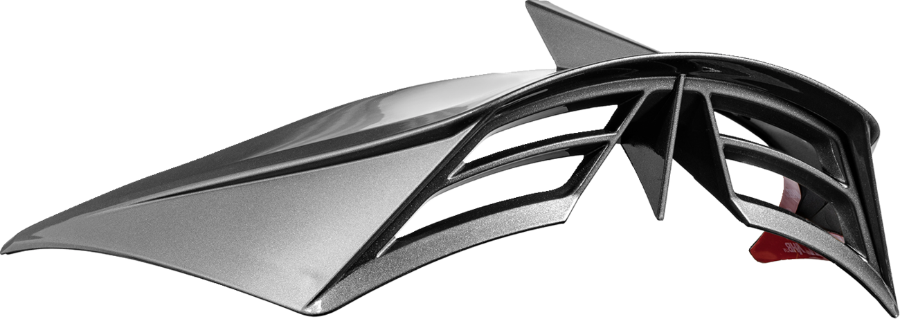 Silver ICON Domain™ OTT rear spoiler for helmets, featuring sleek design and high-quality construction by Bill's Exhausts.