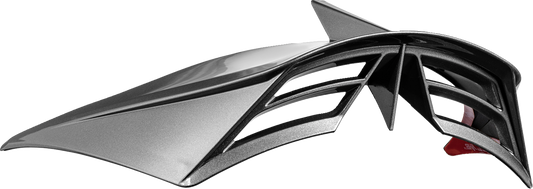 Silver ICON Domain™ OTT rear spoiler for helmets, featuring sleek design and high-quality construction by Bill's Exhausts.