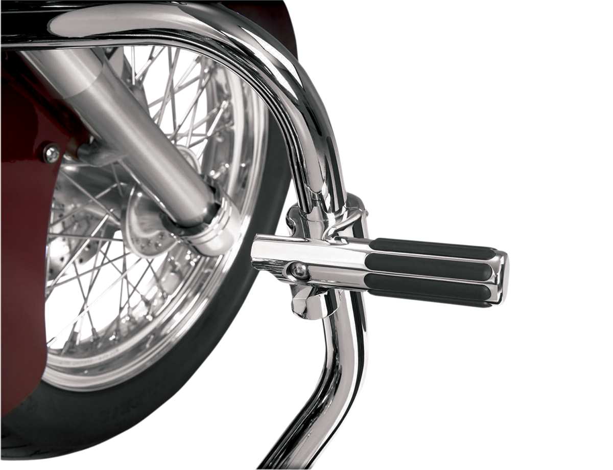 Bill's Exhausts SHOW CHROME Highway Clamp with Rail Peg, engine component for motorcycle or vehicle mounting.