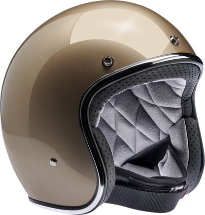 BILTwell Bonanza helmet in metallic champagne finish, large size, with smooth rounded design and adjustable strap.