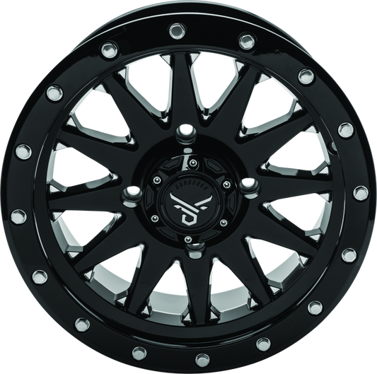 QuadBoss Wagon 14x7 wheel with milled finish, 5+2 offset, 4/110 bolt pattern, designed for off-road vehicles.