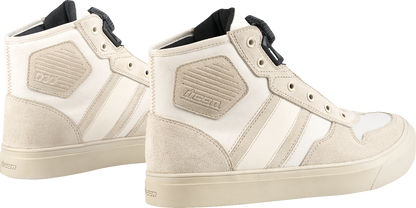 ICON Dog Days motorcycle boots in white, US 11.5, genuine leather with D30® ankle inserts and BOA® lacing system.