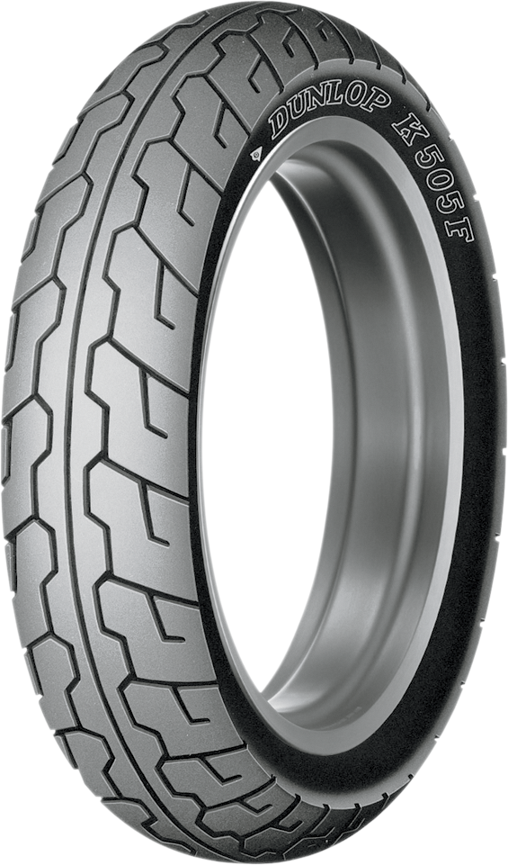 Dunlop K505 front motorcycle tire 110/80-18 58H with tread pattern for motorcycle riding and performance.