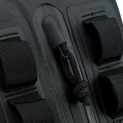 Bill's Exhausts Biltwell handlebar bag 3008-01 mounted on motorcycle handlebar with zipper closure and durable black fabric.