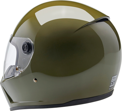 BILTWELL Lane Splitter helmet in gloss olive green, XL size, featuring a sleek motorcycle helmet design with matte finish.