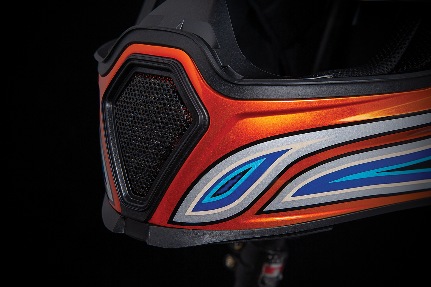 Blue ICON Airflite™ helmet in El Centro design, medium size, featuring aerodynamic shape and clear visor.