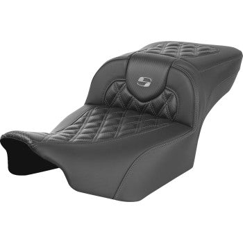 SADDLEMEN Roadsofa™ Extended Reach Seat - without Backrest - Lattice Stitch - Dark Gray Stitch - FL/FX '23-'24 823-07-20702 - Howling Moto