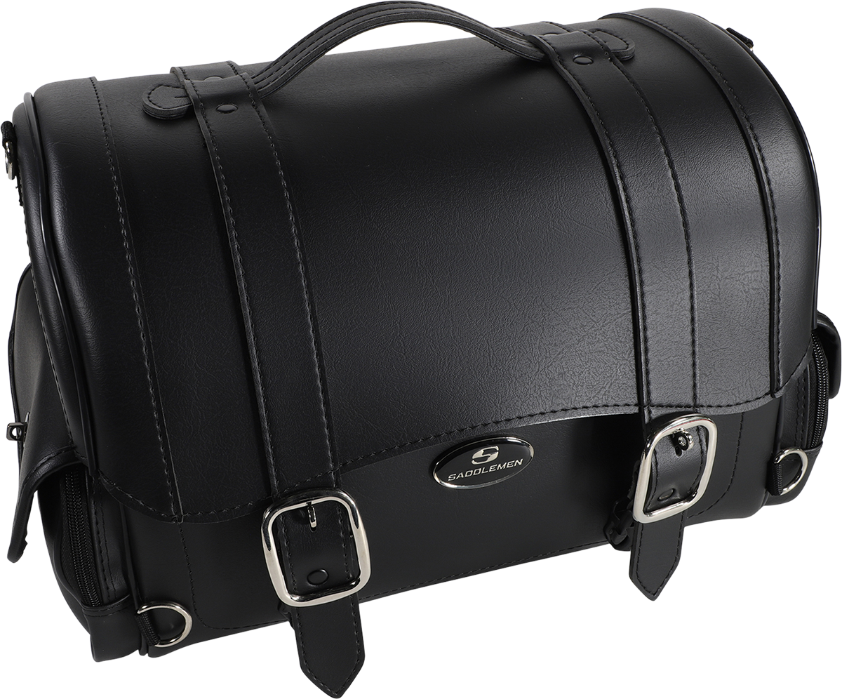Saddlemen Drifter Express Tail Bag on motorcycle seat, Saddlehyde luggage for secure storage, compatible with various bikes.